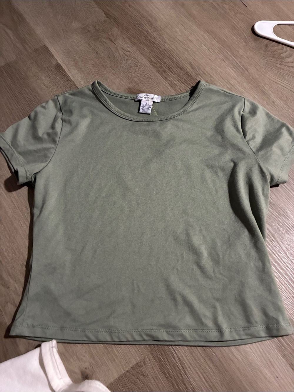 Casual Olive Green Short Sleeve Crop Top